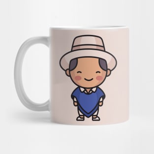 Cute Ecuadorian Villager in Traditional Clothing Cartoon Mug